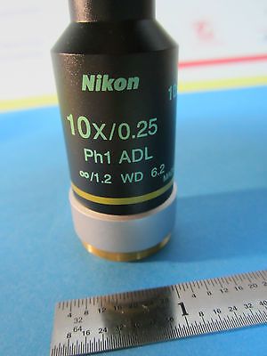 OPTICAL MICROSCOPE OBJECTIVE NIKON JAPAN 10X PH1 ADL NICE OPTICS BIN#A8-07