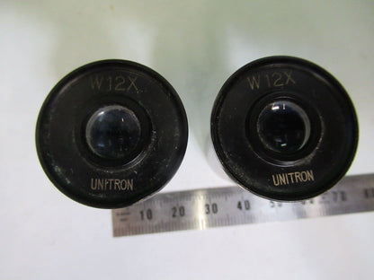 UNITRON JAPAN PAIR 12X EYEPIECE OCULAR MICROSCOPE PART AS PICTURED Z1-A-161