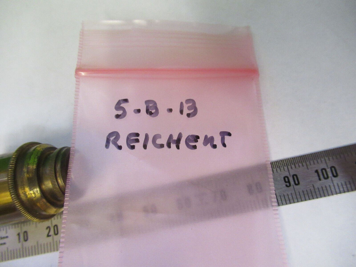 ANTIQUE BRASS REICHERT AUSTRIA OBJECTIVE RARE MICROSCOPE PART AS PICTURED 5-B-13