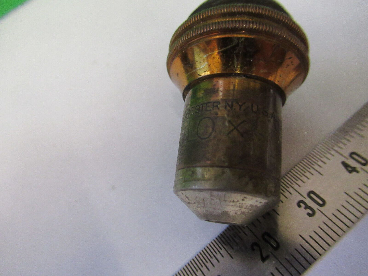 ANTIQUE BRASS BAUSCH LOMB 10X OBJECTIVE MICROSCOPE PART AS PICTURED &R3-B-83