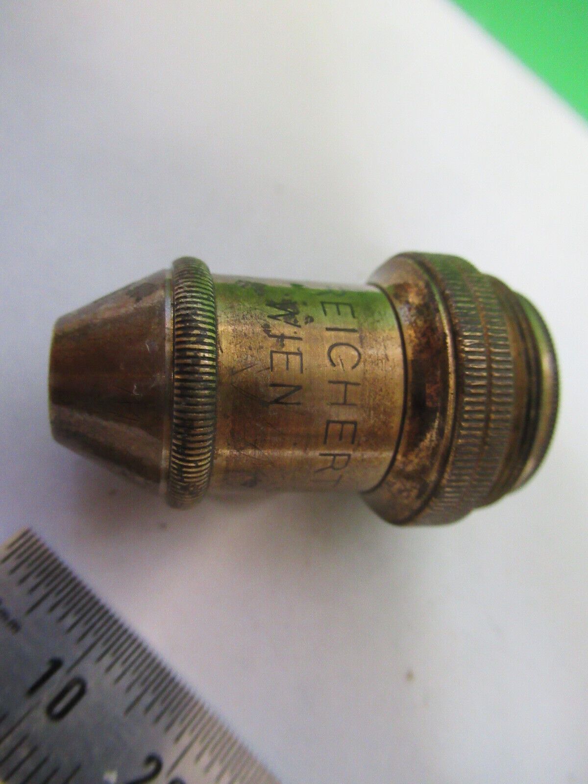 ANTIQUE BRASS REICHERT AUSTRIA "3" OBJECTIVE MICROSCOPE PART AS PICTURED F3-B-29