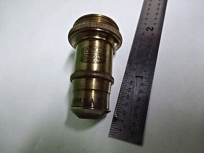 MICROSCOPE PART OBJECTIVE VINTAGE BRASS SPENCER 44X OPTICS AS IS #B2-M-16