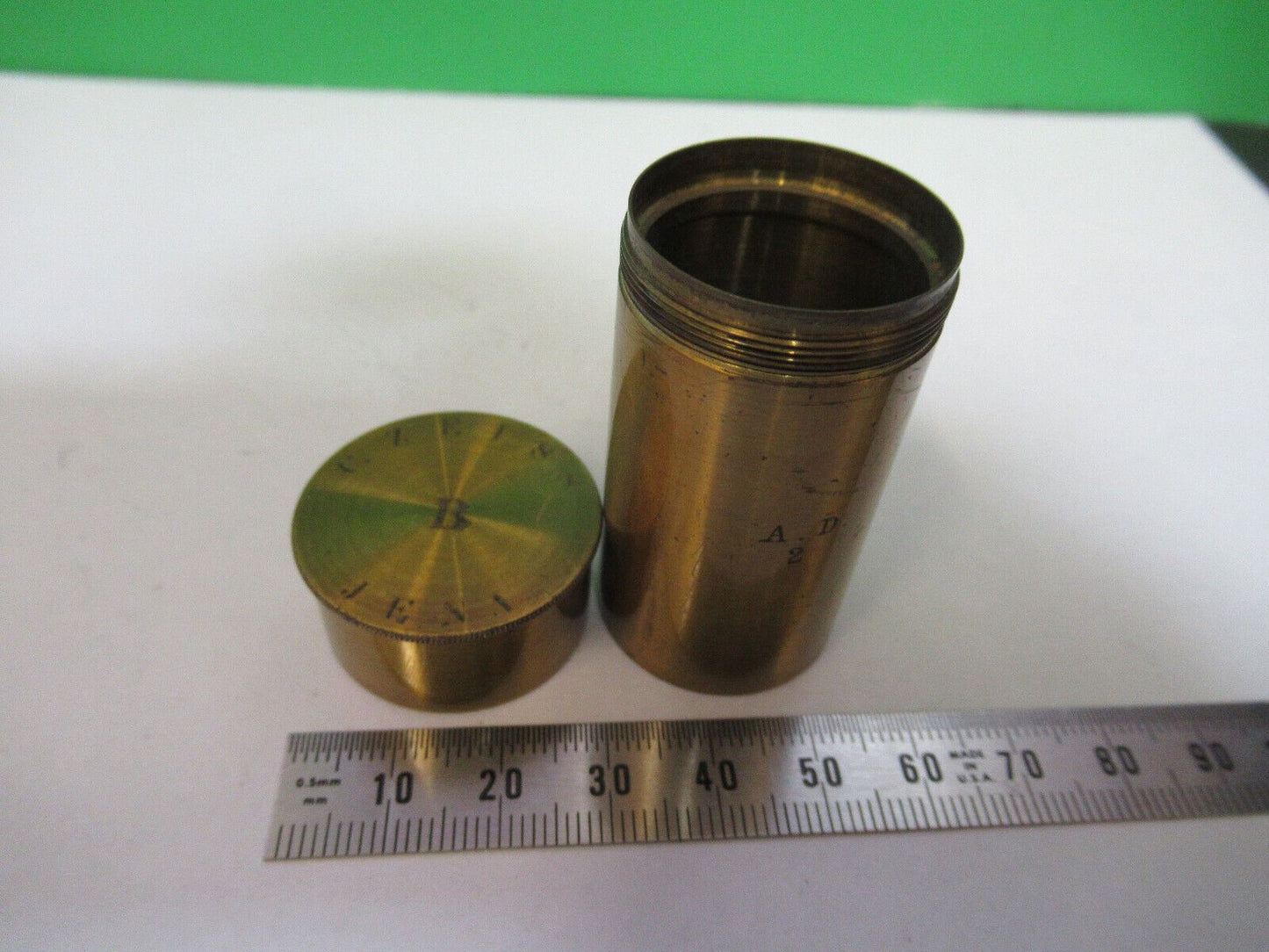 ANTIQUE BRASS ZEISS "B" CANISTER OBJECTIVE MICROSCOPE PART AS PICTURED P2-B-91