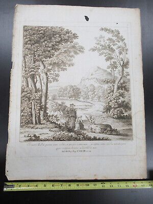 ANTIQUE ETCHING ITALIA ROME CIRCA 1810 GASPARD DUGHET PIETRO PARBONI AS PICTURED