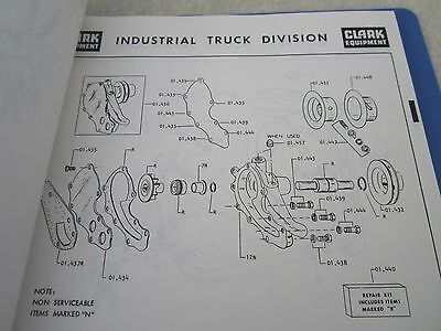 PARTS MANUAL CLARK FORKLIFT CHY60 I-056-4 INDUSTRIAL TRUCK