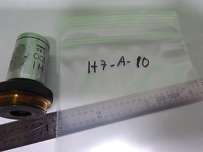 MICROSCOPE PART OBJECTIVE OLYMPUS JAPAN HI 100X OPTICS AS IS BIN#H7-A-10