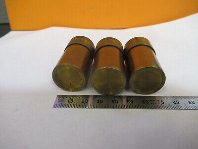 LOT ANTIQUE 3 EMPTY OBJECTIVE CANS LEITZ MICROSCOPE PART AS PICTURED 4B-FT-27