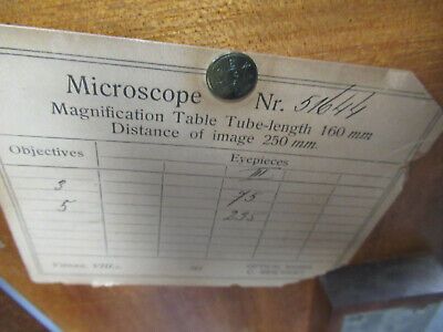 EMPTY REICHERT AUSTRIA WOOD CABINET ANTIQUE MICROSCOPE PART AS PICTURED #TB-4