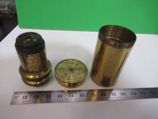 ANTIQUE BRASS OBJECTIVE 3in LENS HENRY CROUCH UK MICROSCOPE PART F8-B-27