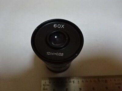 EYEPIECE 60X + MICROMETER OPTICS MICROSCOPE PART AS IS &Z7-D-10