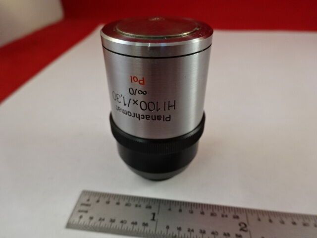 MICROSCOPE PART OBJECTIVE AUS JENA HI 100X POL PLANACHRO OPTICS AS IS #F2-A-7