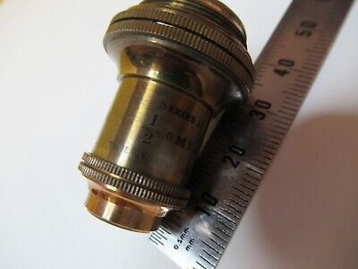 ANTIQUE BRASS OBJECTIVE BAUSCH LOMB 1/2 OPTICS MICROSCOPE as pictured &14-C-04