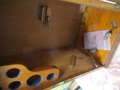 EMPTY WOOD CABINET for ANTIQUE WATSON UK 1860s MICROSCOPE PART AS PICTURED &TB5