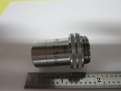 OPTICAL MICROSCOPE OBJECTIVE 2.5X PLANO PL LEITZ WETZLAR GERMANY OPTICS BN#C7-91