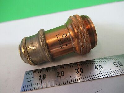 ANTIQUE ERNST LEITZ BRASS OBJECTIVE OPTICS MICROSCOPE PART AS PICTURED &Q9-A-33