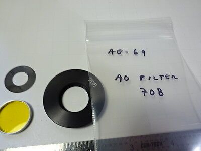 MICROSCOPE PART AO AMERICAN ROUND YELLOW 708 FILTER OPTICS AS IS B#AE-69