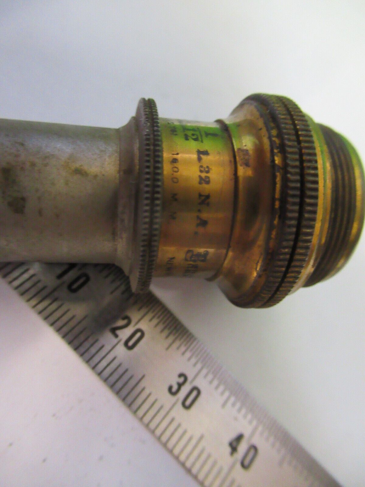 ANTIQUE BRASS 1/12 BAUSCH LOMB OBJECTIVE MICROSCOPE PART AS PICTURED #W5-B-29