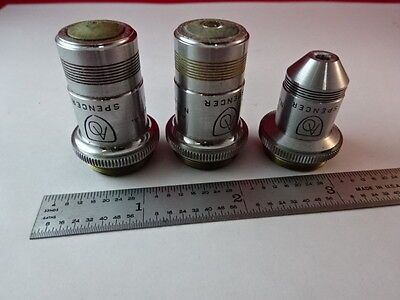 LOT 3 EA AO AMERICAN OPTICS SPENCER OBJECTIVES 97 43 10 MICROSCOPE AS IS &2-A-25