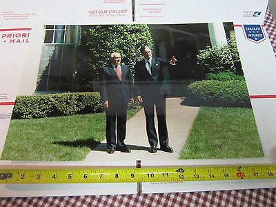 VINTAGE LARGE PHOTO RUSSIAN PRESIDENT GORBACHEV & BUSH WHITE HOUSE BIN#TOP