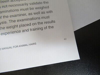 ORIGINAL HAIR ANIMAL PART 2ND BOOKLET FBI MICROSCOPE PART AS PICTURED Q9-A-63