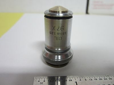 MICROSCOPE VINTAGE PART OPTICAL OBJECTIVE BAUSCH LOMB 97X OPTICS AS IS SK#E2-15