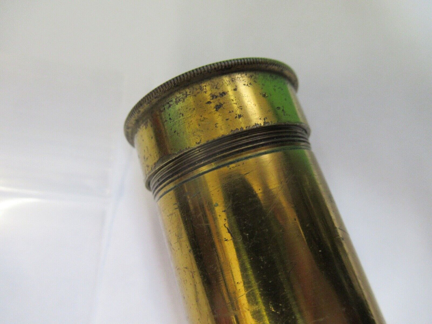 ANTIQUE BRASS OBJECTIVE CANISTER EMPTY HENRY CROUCH UK MICROSCOPE PART z1-b-02