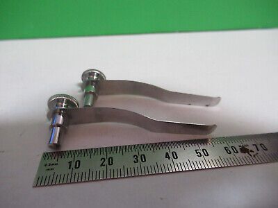 ANTIQUE BAUSCH LOMB PAIR CLIPS MICROSCOPE PART AS PICTURED &R9-A-65