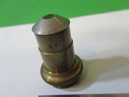 ANTIQUE BRASS 10X SPENCER OBJECTIVE LENS MICROSCOPE PART AS PICTURED #22-A-58