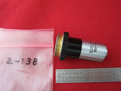 MICROSCOPE OBJECTIVE OPTICS 10X ZEISS JENA GERMANY #2-138