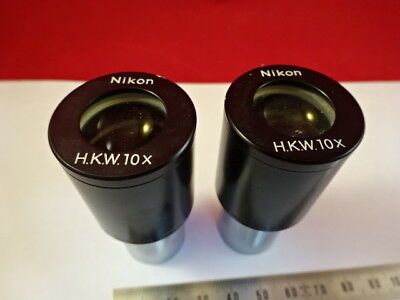 PAIR NIKON JAPAN HKW 10X EYEPIECE OCULAR OPTICS MICROSCOPE PART AS IS &94-A-01