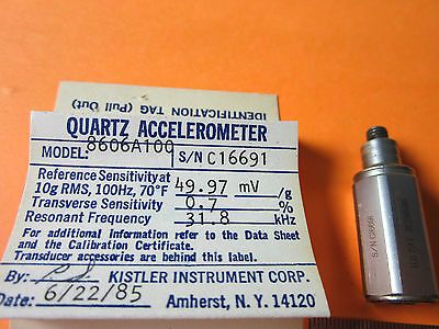 ACCELEROMETER KISTLER SWISS 8606A100 VIBRATION CALIBRATION #8-94