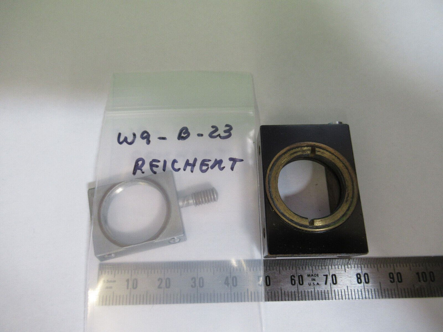 REICHERT AUSTRIA PAIR OBJECTIVE HOLDERS MICROSCOPE PART AS PICTURED W9-B-23