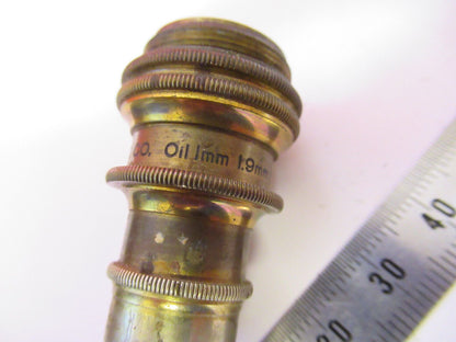 ANTIQUE BRASS BAUSCH LOMB 1.9mm OBJECTIVE MICROSCOPE PART AS PICTURED Y4-A-73