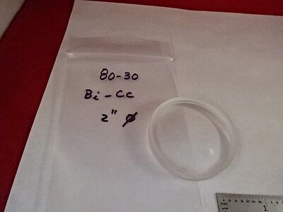 OPTICAL BI CONCAVE GLASS LENS 2" DIAMETER MIL SPEC LASER OPTICS AS IS #80-30