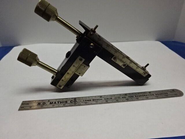 FOR PARTS VINTAGE BRASS ANTIQUE CLIPS STAGE MICROMETER MICROSCOPE AS IS &83-59