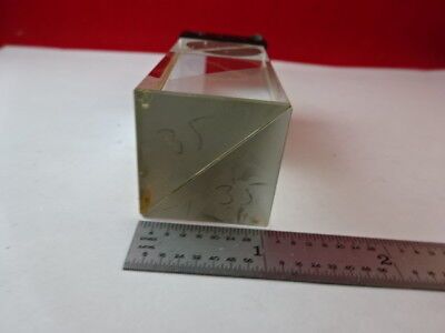 MICROSCOPE PART ZEISS GERMANY BLOCK PRISM GLASS MOUNTED OPTICS AS IS #88-46