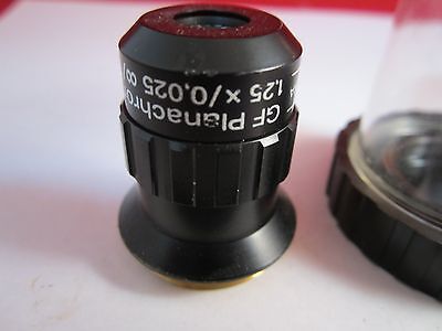 OPTICAL MICROSCOPE OBJECTIVE AUS JENA 1.25X INFINITY PLAN ACHRO OPTICS BIN#C6