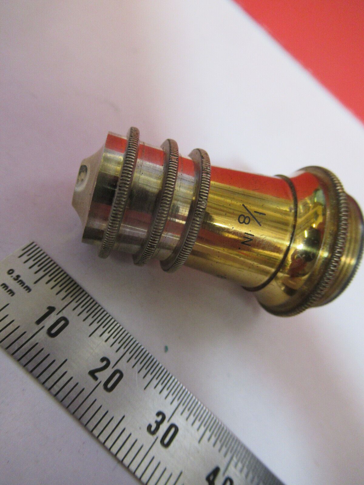 ANTIQUE  BRASS WATSON LONDON OBJECTIVE 1/8 MICROSCOPE PART AS PICTURED G4-A-100