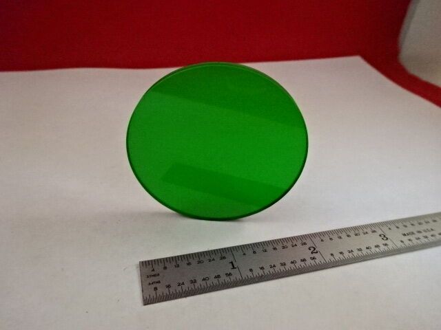 GREEN GLASS FILTER ROUND OPTICS MICROSCOPE PART AS IS #Z4-A-03