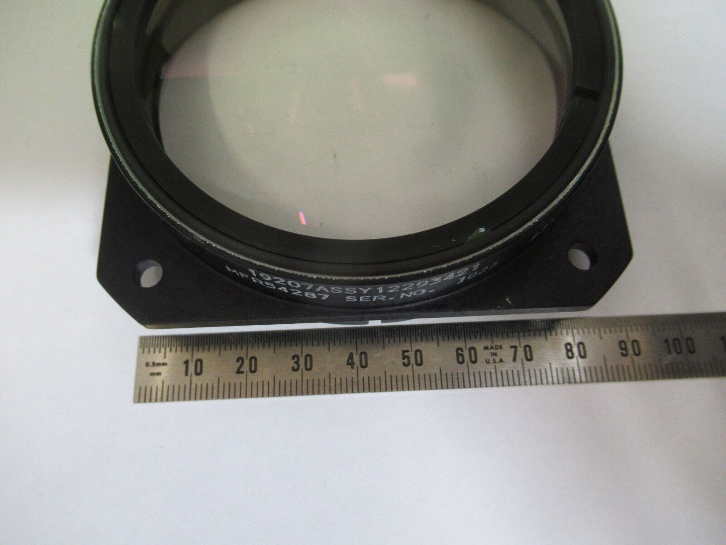 HUGE OPTICAL MIL SPEC LENS CONVEX 85mm 6" FL  MOUNTED OPTICS AS PICTURED W9-A-22