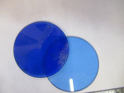 BAUSCH LOMB PAIR BLUE GLASS FILTER MICROSCOPE PART OPTICS AS PICTURED &13-FT-37