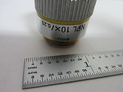 FOR PARTS MICROSCOPE OBJECTIVE LEITZ GERMANY [scratched] 10X OPTICS BIN#L4-07