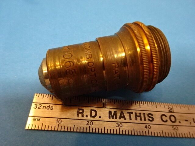 ANTIQUE BRASS MICROSCOPE PART OBJECTIVE 43X BAUSCH LOMB OPTICS AS IS  #90-46