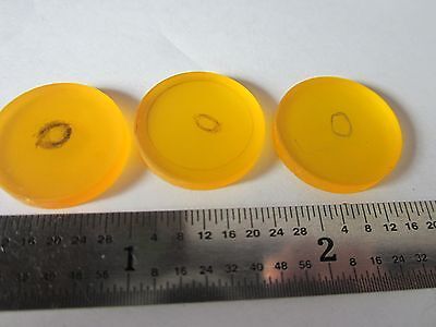 MICROSCOPE PART OPTICAL LOT 3 EA YELLOW FILTER OPTICS AS IS BIN#34-35