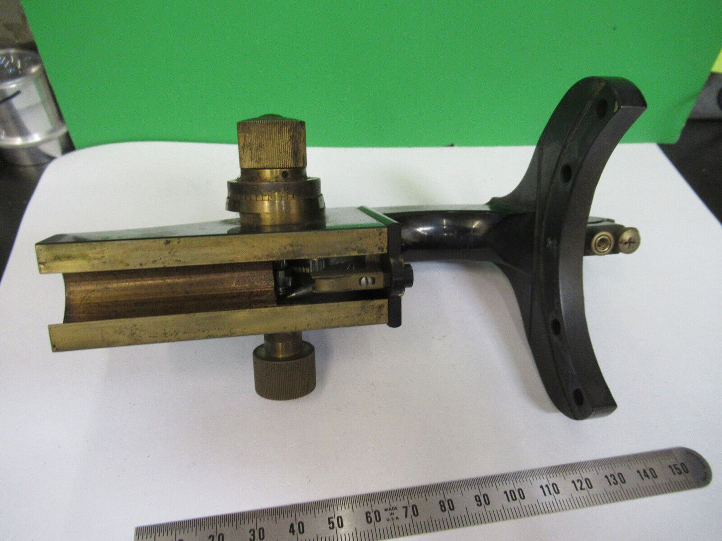 CARL ZEISS JENA ANTIQUE BRASS STAGE SUPPORT MICROSCOPE PART AS PICTURED #W5-B-03