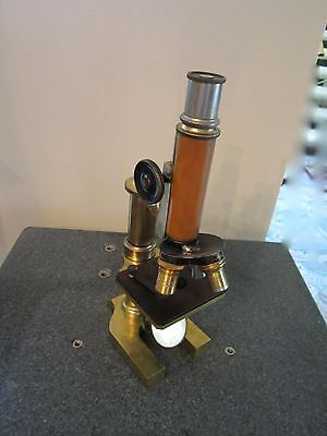 VINTAGE OPTICAL ANTIQUE BRASS MICROSCOPE LEITZ as shown BAUSCH OPTICS #LOBBY