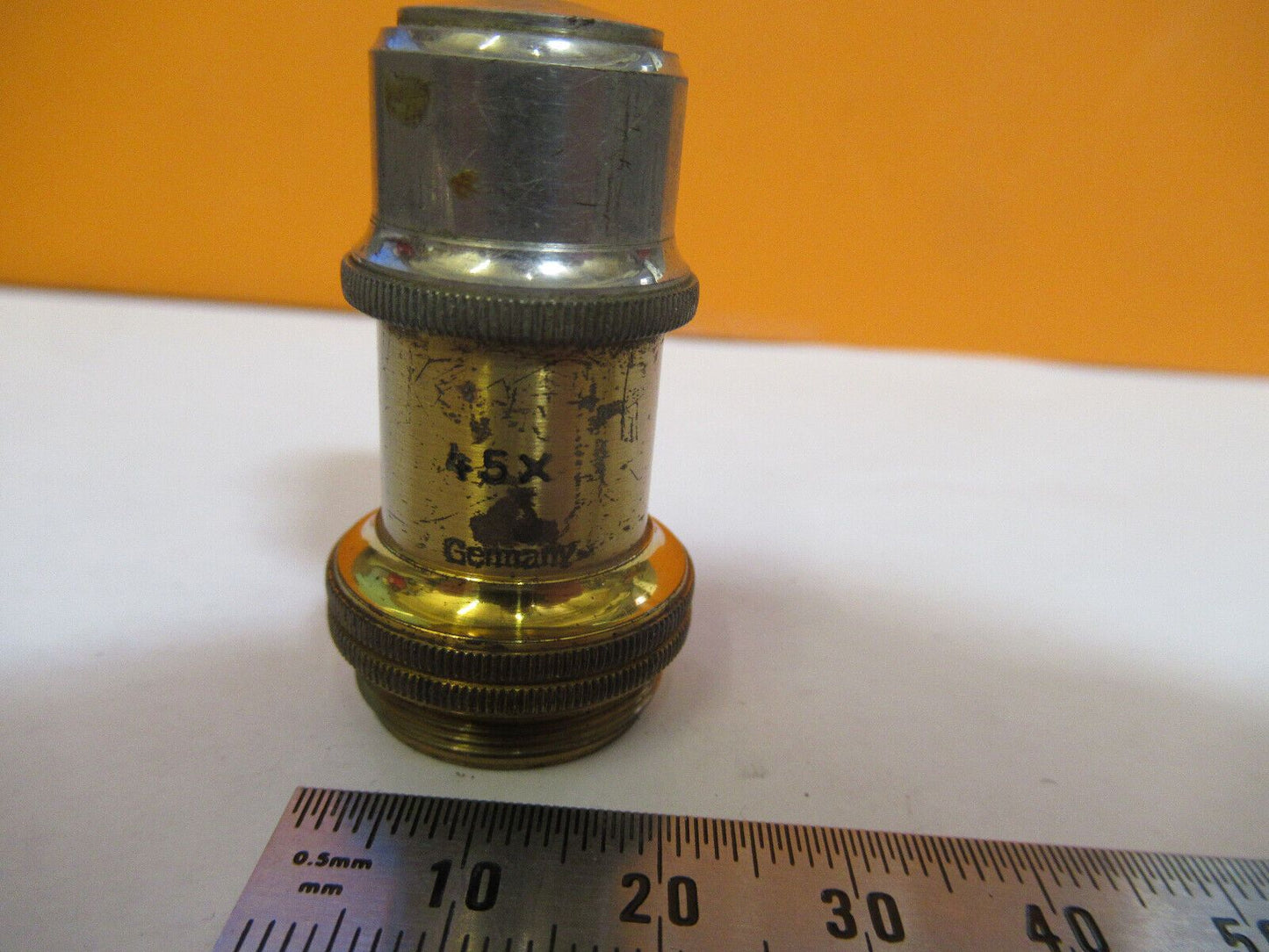 ANTIQUE ERNST LEITZ WETZLAR BRASS OBJECTIVE MICROSCOPE PART AS PICTURED 4b-ft-45