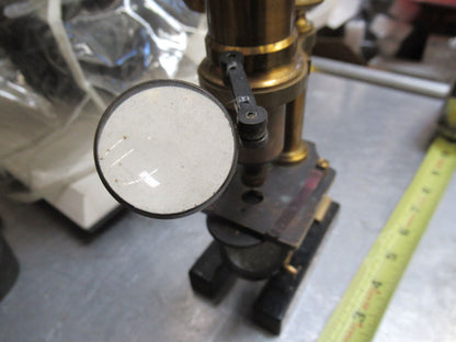 ANTIQUE UNKNOWN FRENCH BRASS  MICROSCOPE OPTICS AS PICTURED