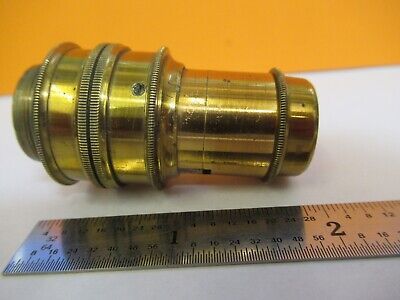 ANTIQUE VERY RARE BRASS OBJECTIVE UNKNOWN MICROSCOPE PART AS PICTURED &7B-B-39