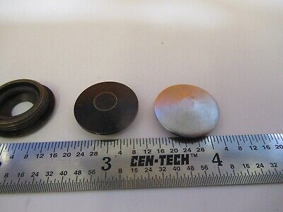 LOT ANTIQUE BRASS CAPS PIECES MICROSCOPE PART as pictured &A4-FT-91